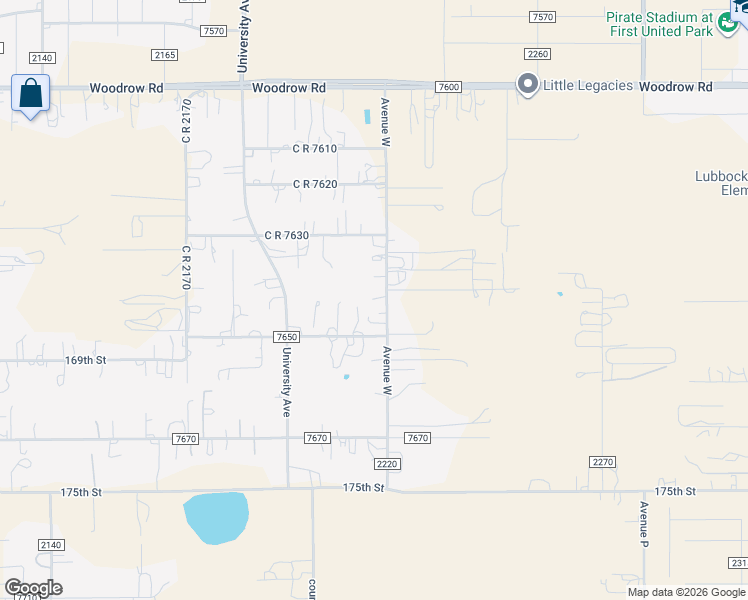 map of restaurants, bars, coffee shops, grocery stores, and more near 17006 County Road 2220 in Lubbock