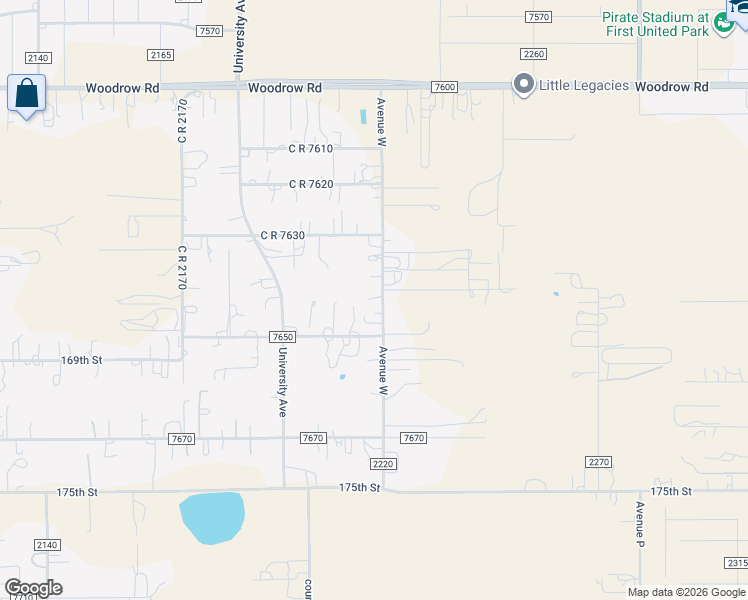 map of restaurants, bars, coffee shops, grocery stores, and more near 17006 County Road 2220 in Lubbock
