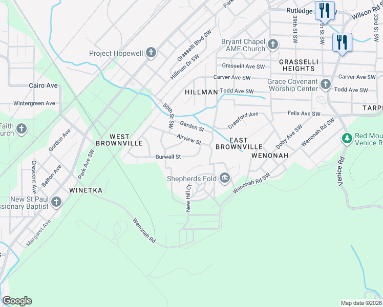 map of restaurants, bars, coffee shops, grocery stores, and more near 932 Burwell Street in Birmingham