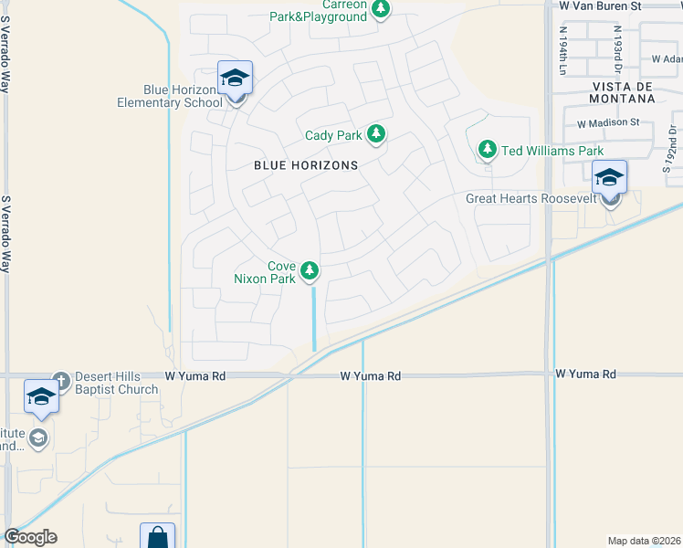 map of restaurants, bars, coffee shops, grocery stores, and more near 19927 West Lincoln Street in Buckeye