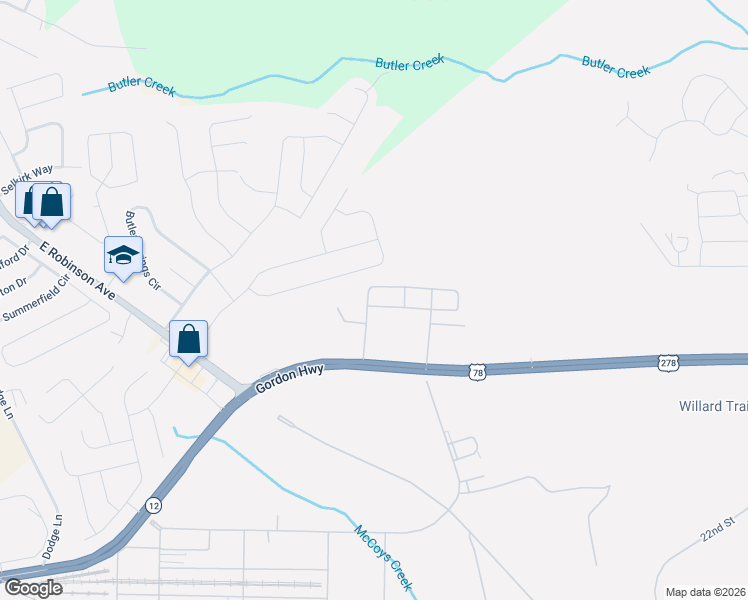 map of restaurants, bars, coffee shops, grocery stores, and more near 2933 Gordon Highway in Grovetown