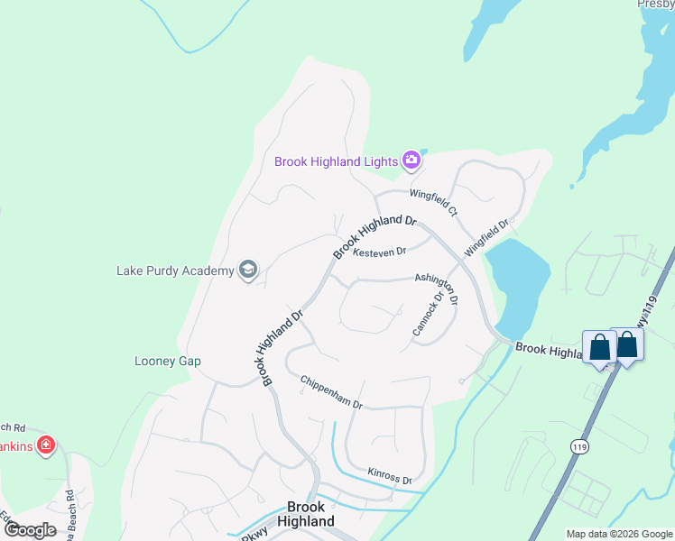 map of restaurants, bars, coffee shops, grocery stores, and more near 3101 Ashington Lane in Birmingham