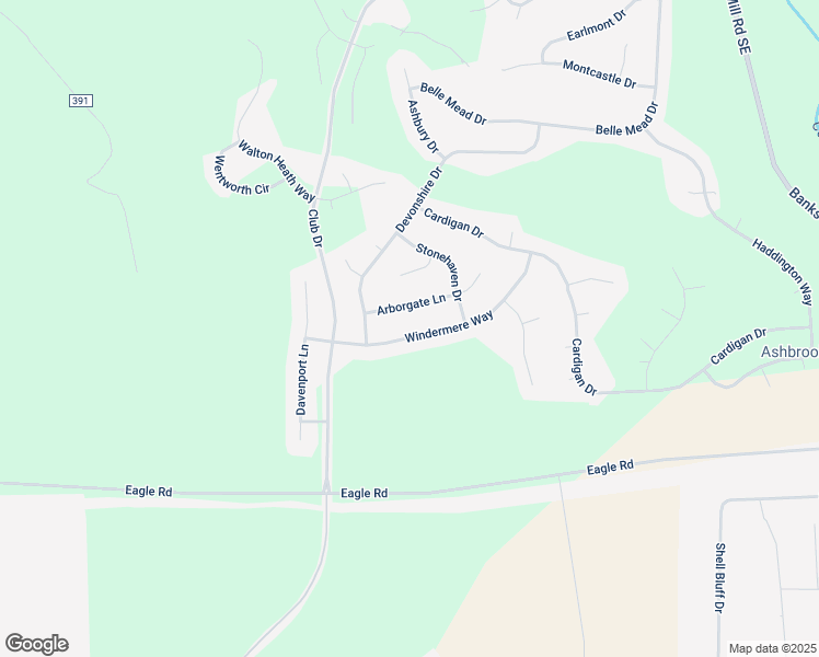 map of restaurants, bars, coffee shops, grocery stores, and more near 89 Windermere Way in Aiken