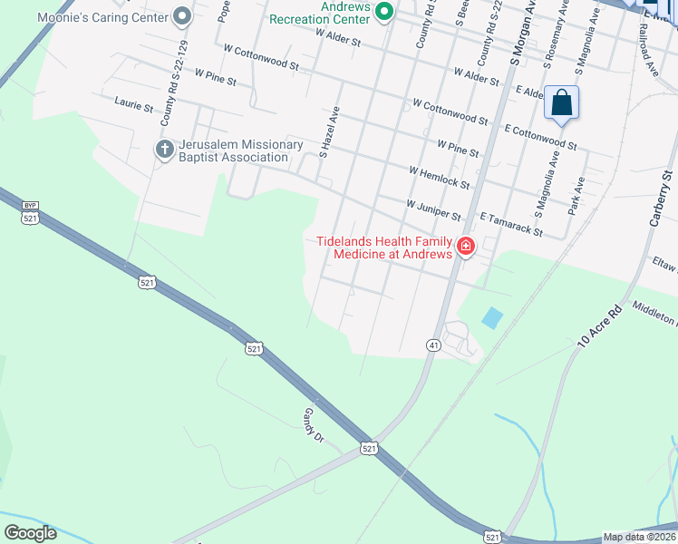 map of restaurants, bars, coffee shops, grocery stores, and more near 917 South Cedar Avenue in Andrews