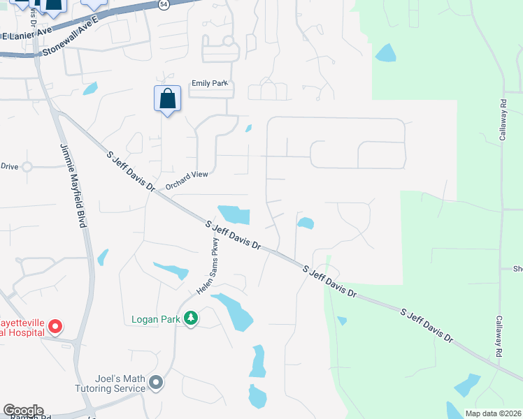 map of restaurants, bars, coffee shops, grocery stores, and more near 225 North Hampton Drive in Fayetteville