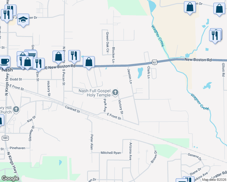 map of restaurants, bars, coffee shops, grocery stores, and more near 210 Daisy Simon in Nash