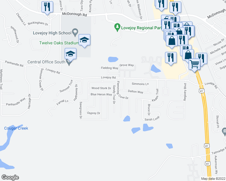 map of restaurants, bars, coffee shops, grocery stores, and more near 1786 Wood Stork Drive in Hampton
