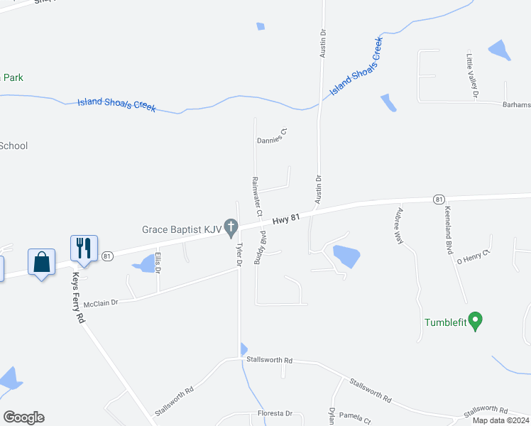 map of restaurants, bars, coffee shops, grocery stores, and more near 4059 Highway 81 in McDonough