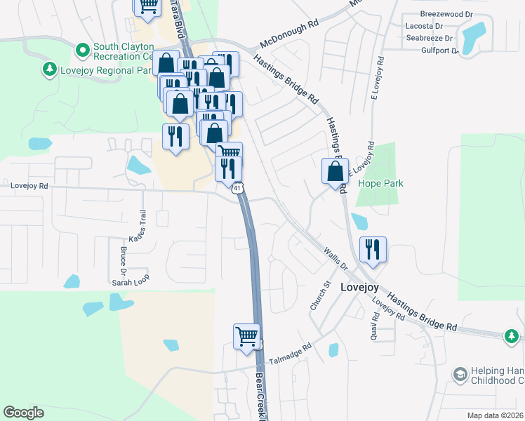 map of restaurants, bars, coffee shops, grocery stores, and more near 2227 Lovejoy Road in Hampton