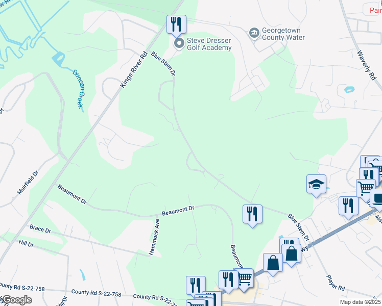 map of restaurants, bars, coffee shops, grocery stores, and more near 749 Blue Stem Drive in Pawleys Island