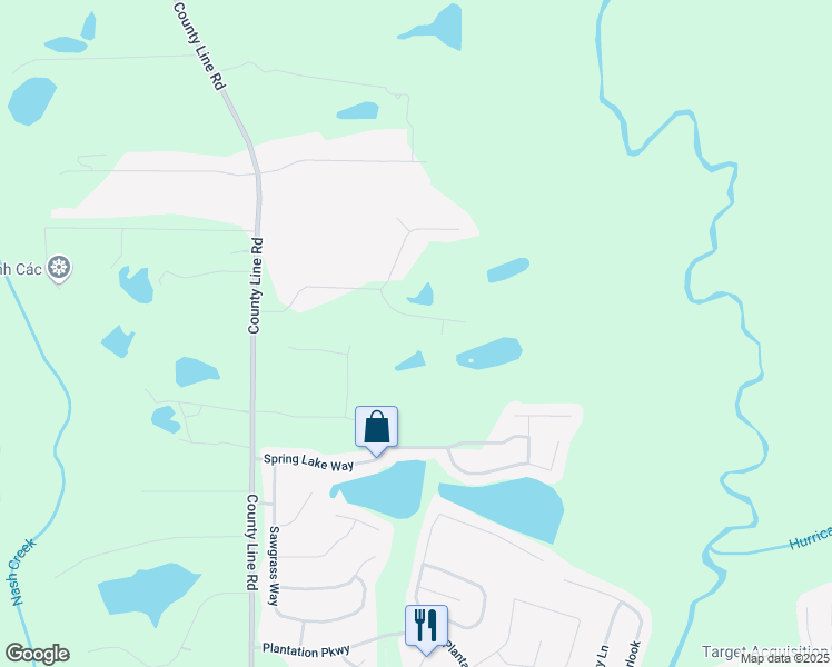 map of restaurants, bars, coffee shops, grocery stores, and more near 525 Waters Way in Fayetteville