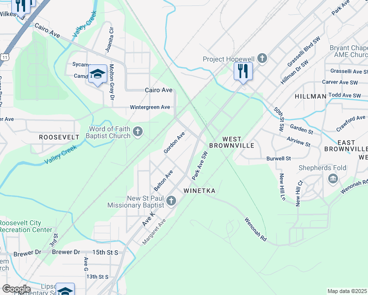 map of restaurants, bars, coffee shops, grocery stores, and more near 5445 Casey Avenue in Birmingham