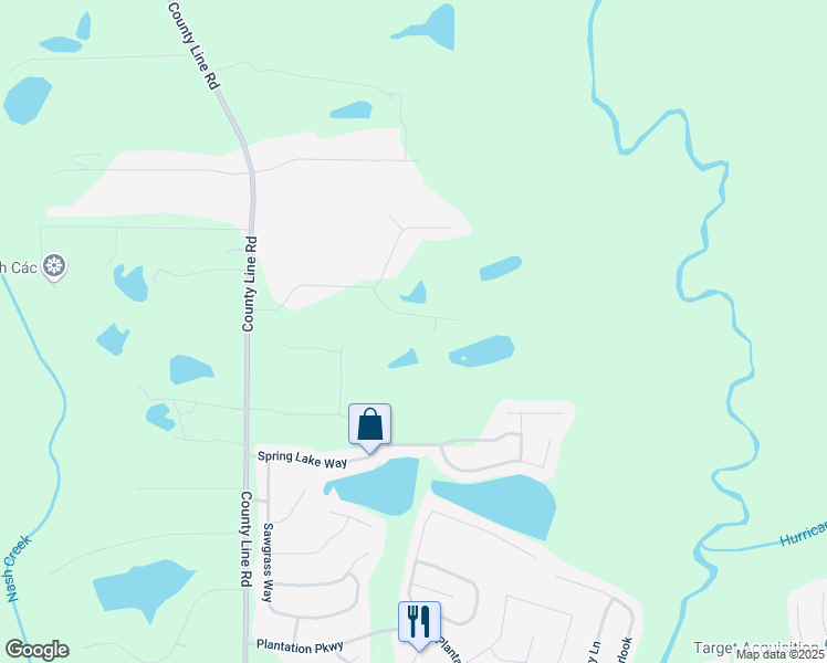 map of restaurants, bars, coffee shops, grocery stores, and more near 525 Waters Way in Fayetteville
