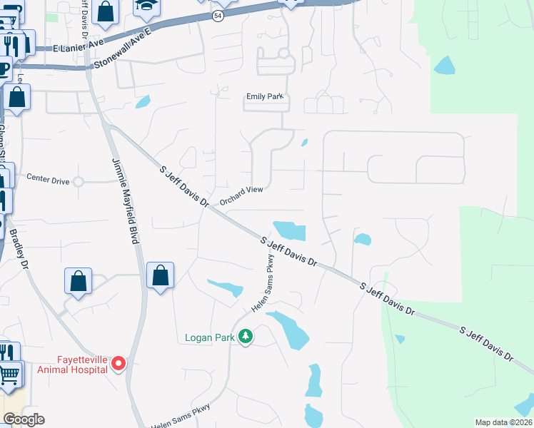 map of restaurants, bars, coffee shops, grocery stores, and more near 170 North Hampton Drive in Fayetteville