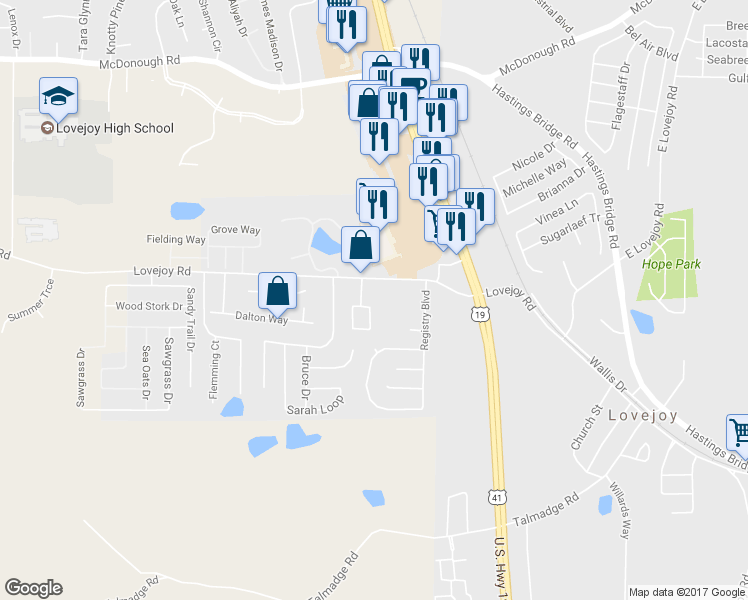 map of restaurants, bars, coffee shops, grocery stores, and more near 11496 Alicias Court in Hampton