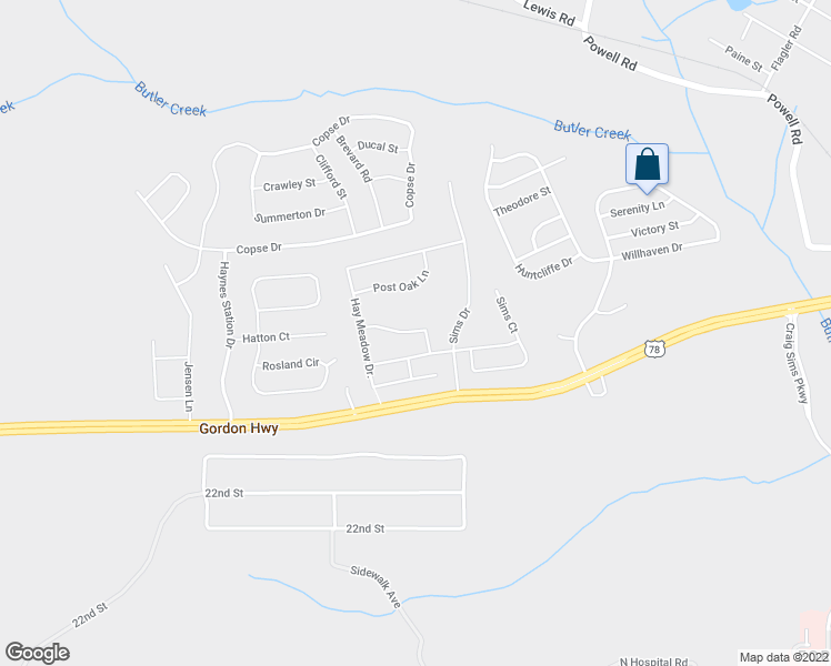 map of restaurants, bars, coffee shops, grocery stores, and more near 2731-2793 Gordon Highway in Grovetown