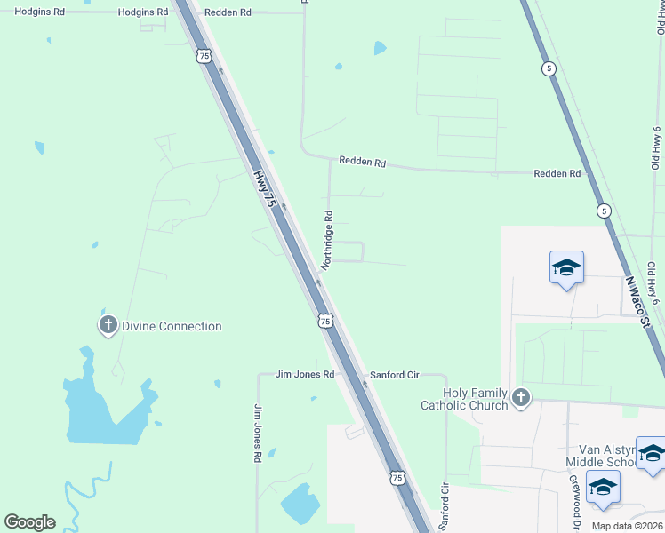 map of restaurants, bars, coffee shops, grocery stores, and more near 14180 U.S. 75 in Van Alstyne