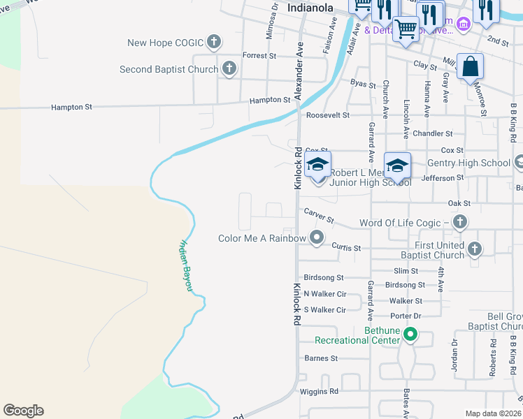 map of restaurants, bars, coffee shops, grocery stores, and more near 57 Spoonbill Court in Indianola