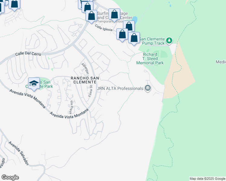 map of restaurants, bars, coffee shops, grocery stores, and more near 402 El Vuelo in San Clemente