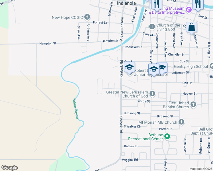 map of restaurants, bars, coffee shops, grocery stores, and more near 13 Crane Street in Indianola