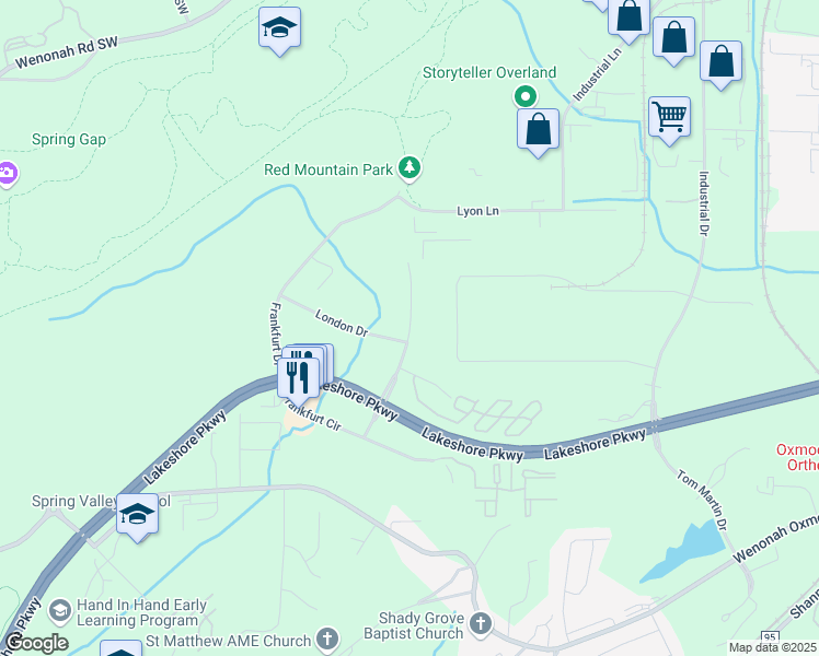 map of restaurants, bars, coffee shops, grocery stores, and more near 151 London Parkway in Birmingham
