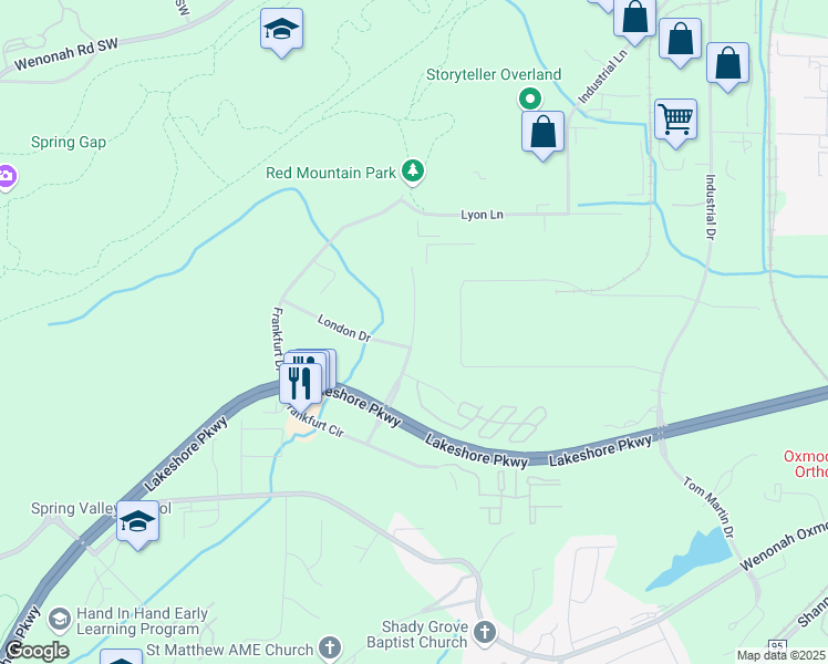 map of restaurants, bars, coffee shops, grocery stores, and more near 210 London Parkway in Birmingham