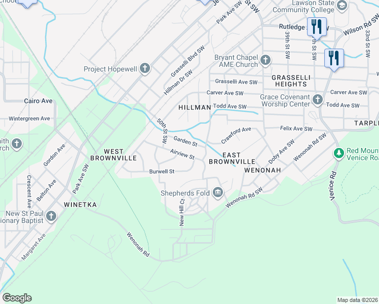 map of restaurants, bars, coffee shops, grocery stores, and more near 932 Airview Street in Birmingham