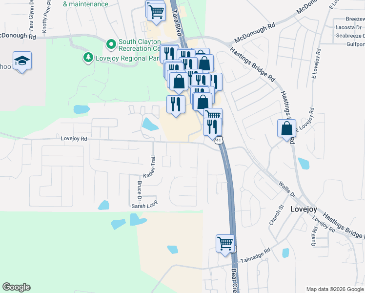 map of restaurants, bars, coffee shops, grocery stores, and more near 2027 Lovejoy Road in Hampton
