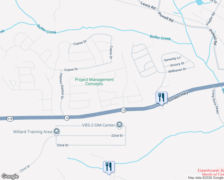 map of restaurants, bars, coffee shops, grocery stores, and more near 2731-2793 Gordon Highway in Grovetown