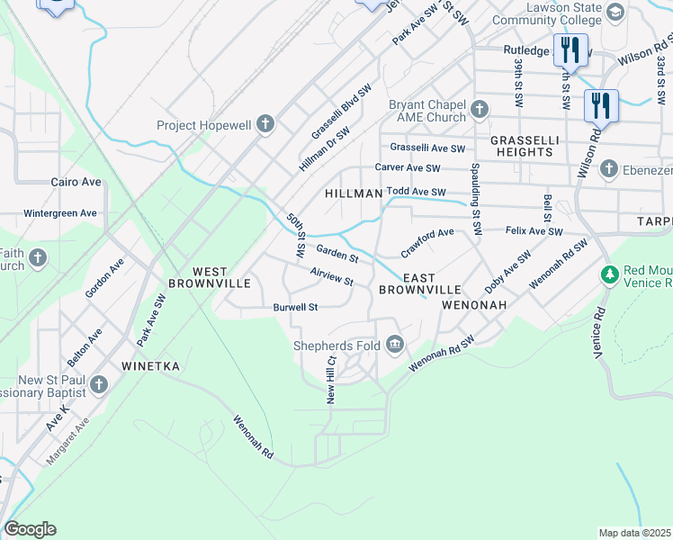 map of restaurants, bars, coffee shops, grocery stores, and more near 932 Airview Street in Birmingham