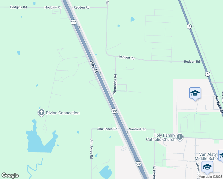 map of restaurants, bars, coffee shops, grocery stores, and more near 14180 U.S. 75 in Van Alstyne