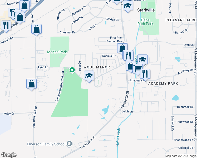 map of restaurants, bars, coffee shops, grocery stores, and more near 209 Lynn Lane in Starkville