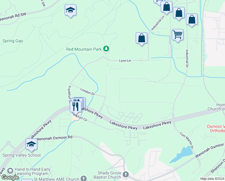 map of restaurants, bars, coffee shops, grocery stores, and more near 151 London Parkway in Birmingham