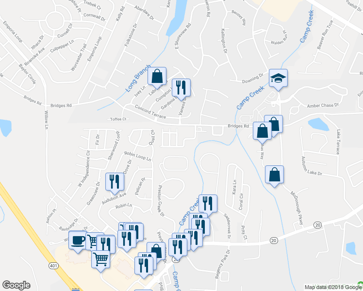 map of restaurants, bars, coffee shops, grocery stores, and more near 170 London Drive in McDonough