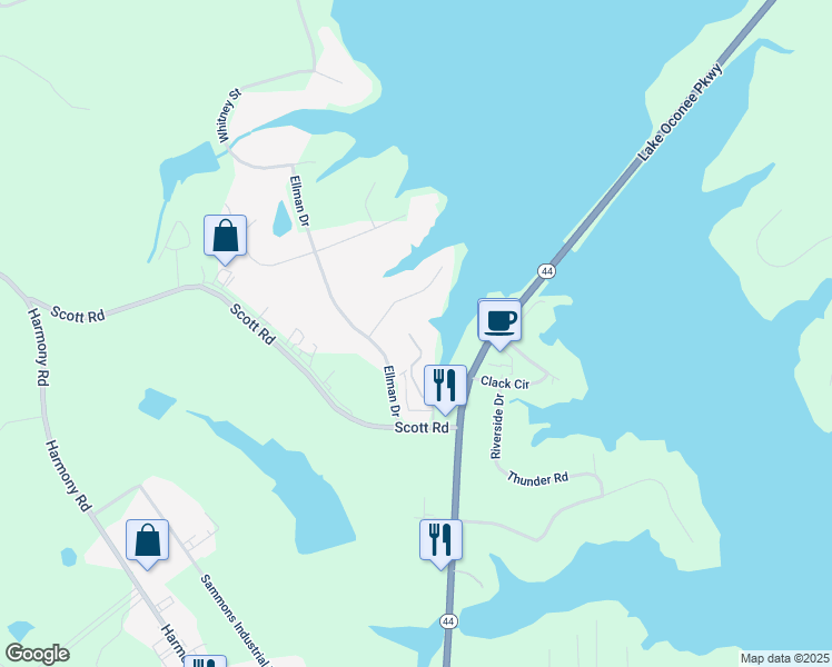 map of restaurants, bars, coffee shops, grocery stores, and more near 130 Sequoia Drive in Eatonton