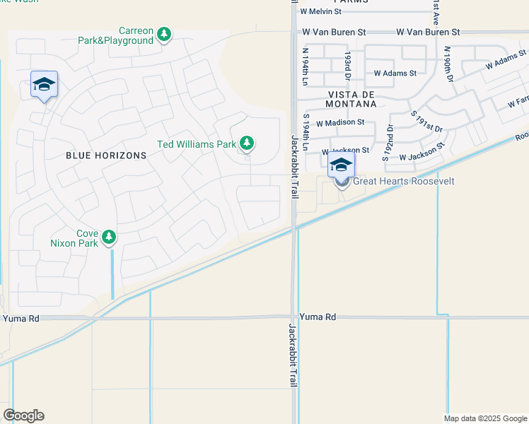 map of restaurants, bars, coffee shops, grocery stores, and more near 643 South 196th Circle in Buckeye