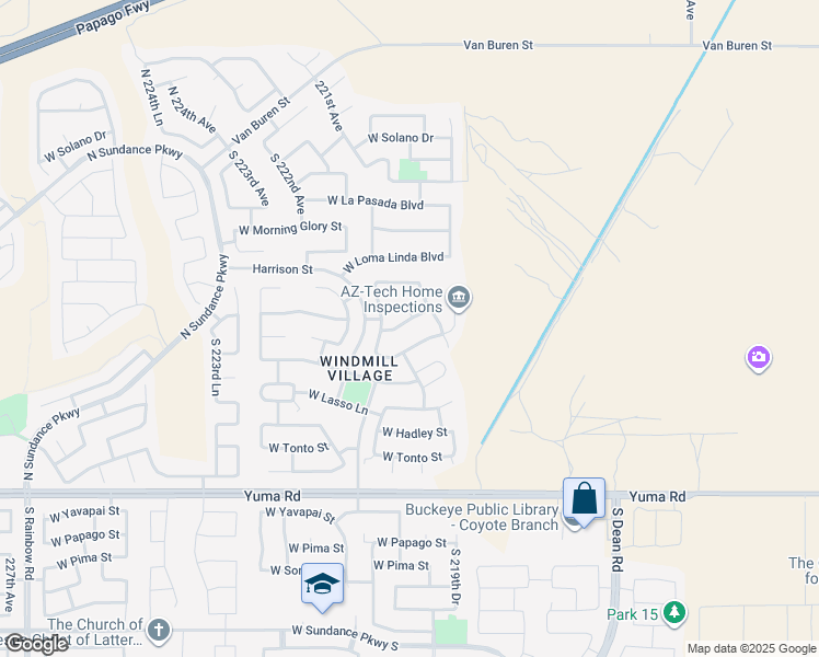 map of restaurants, bars, coffee shops, grocery stores, and more near 22027 West Shadow Drive in Buckeye