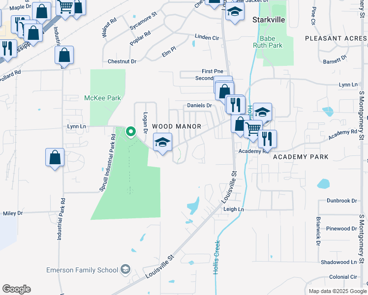 map of restaurants, bars, coffee shops, grocery stores, and more near 2 Lynn Lane in Starkville