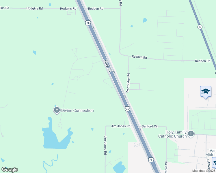 map of restaurants, bars, coffee shops, grocery stores, and more near 77 Simmons Loop in Van Alstyne