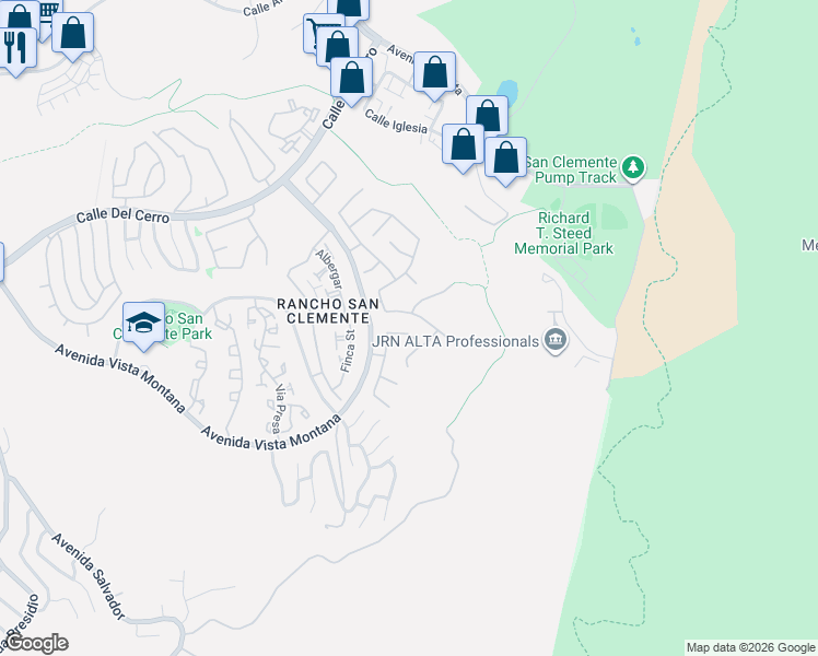 map of restaurants, bars, coffee shops, grocery stores, and more near 307 Zorro Vista in San Clemente