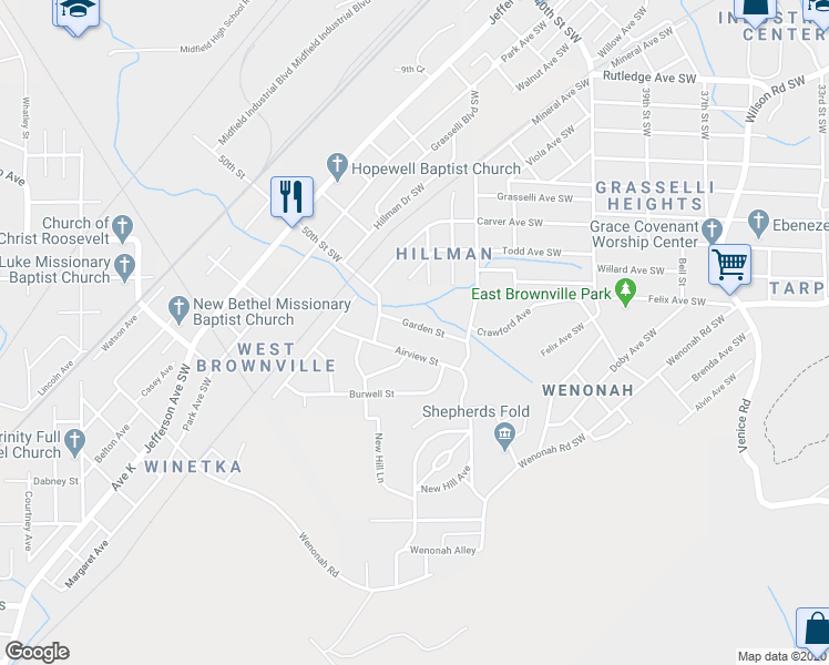 map of restaurants, bars, coffee shops, grocery stores, and more near 932 Airview Street in Birmingham