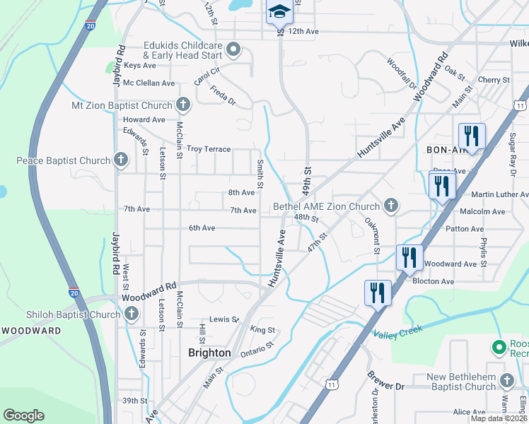 map of restaurants, bars, coffee shops, grocery stores, and more near 4131 6th Avenue in Brighton