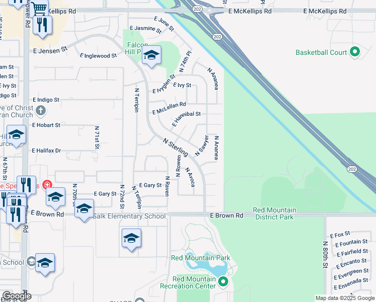 map of restaurants, bars, coffee shops, grocery stores, and more near 1429 North Sterling in Mesa