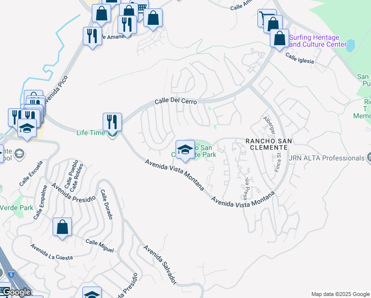 map of restaurants, bars, coffee shops, grocery stores, and more near 150 Calle Aguila in San Clemente