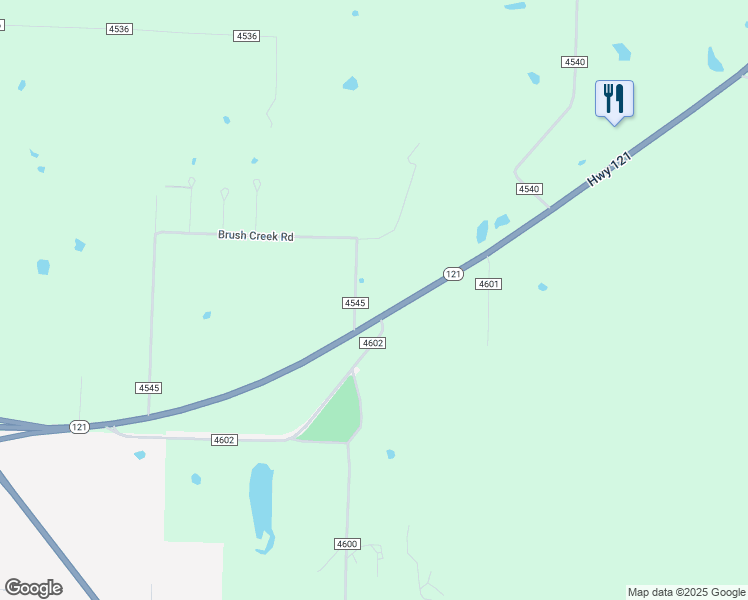 map of restaurants, bars, coffee shops, grocery stores, and more near 12594 State Highway 121 in Trenton