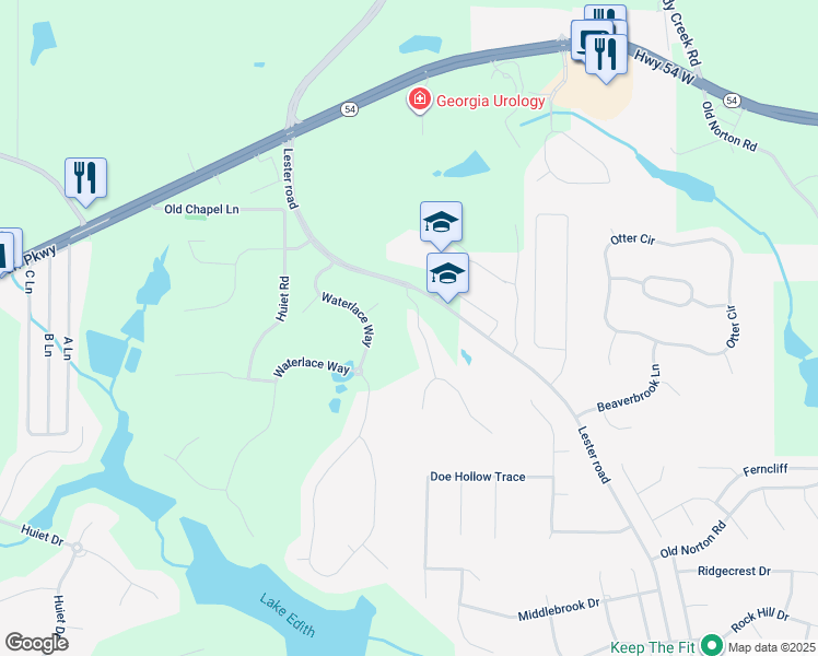 map of restaurants, bars, coffee shops, grocery stores, and more near 115 Rising Mist Drive in Fayetteville