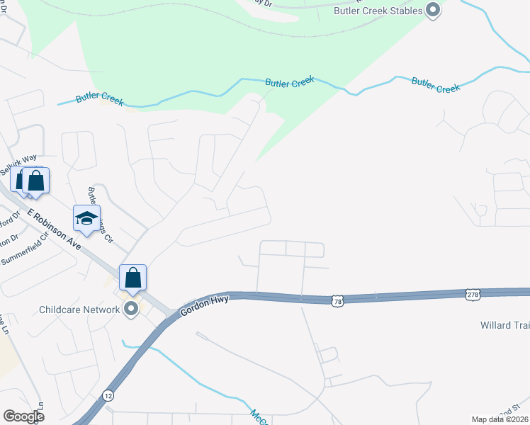 map of restaurants, bars, coffee shops, grocery stores, and more near 2933 Gordon Highway in Grovetown