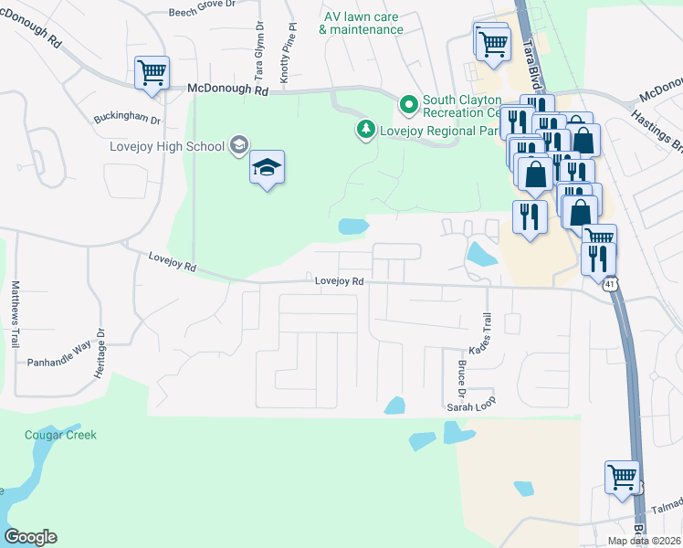 map of restaurants, bars, coffee shops, grocery stores, and more near 1762 Sandy Trail Drive in Hampton