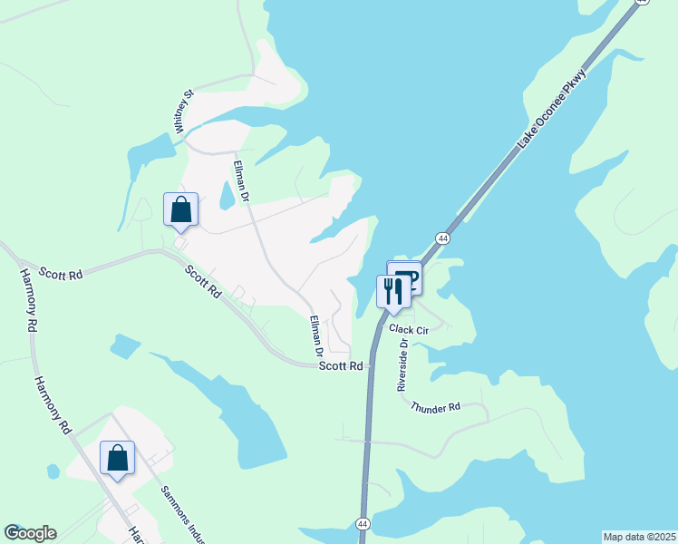 map of restaurants, bars, coffee shops, grocery stores, and more near 130 Sequoia Drive in Eatonton