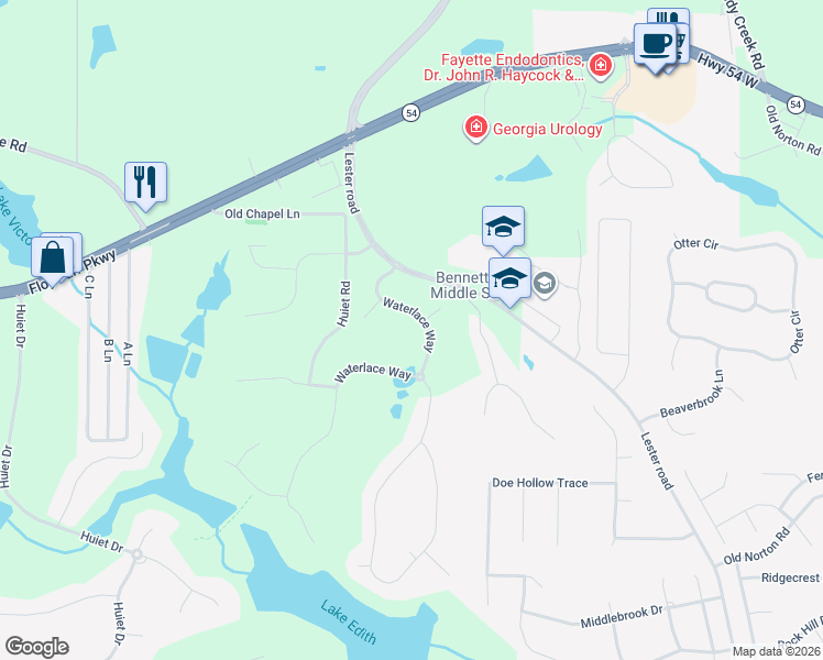 map of restaurants, bars, coffee shops, grocery stores, and more near 113 Waterlace Way in Fayetteville